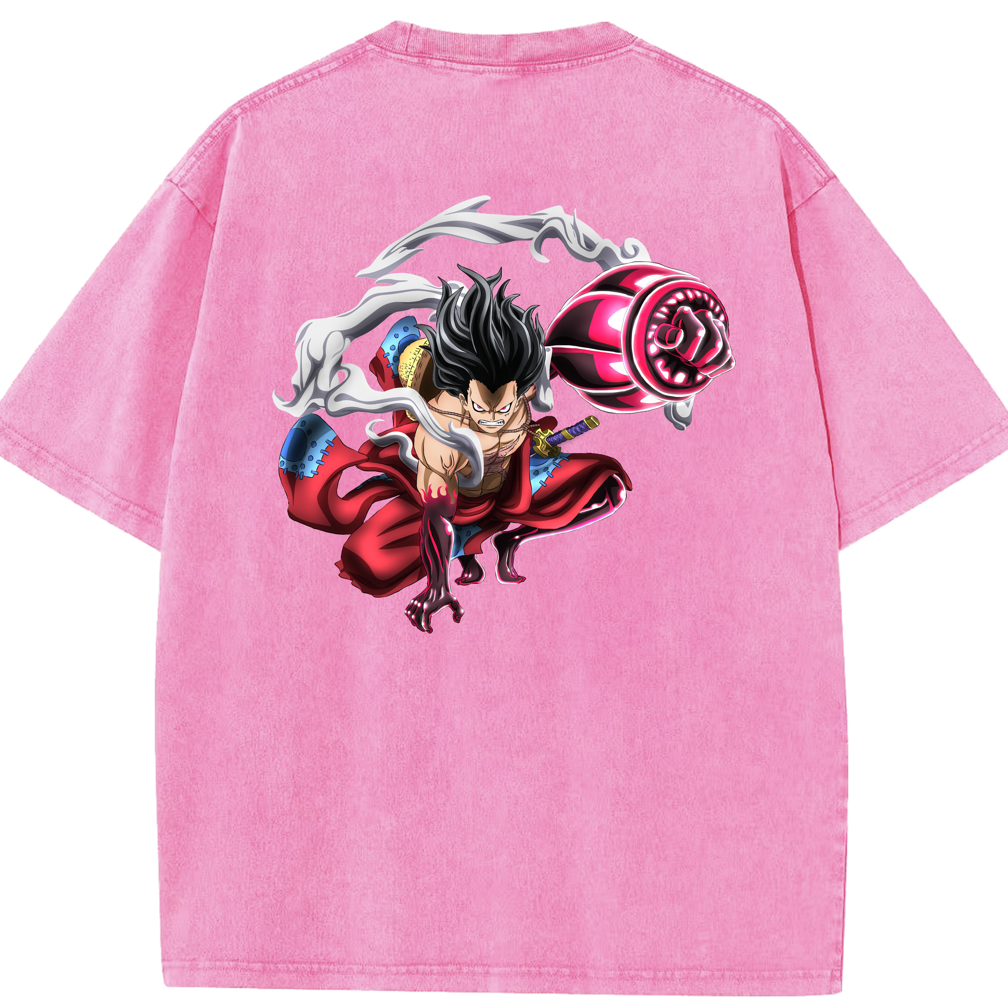 ワンピース モンキー・D・ルフィ ONE PIECE Monkey D. Luffy 綿100% ヴィンテージ風 半袖Tシャツ（背面プリント）